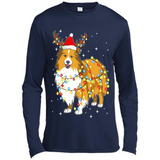 Christmas Lights Shetland Sheepdog Wearing Santa Hat Funny Xmas - Canvas Long Sleeve T-Shirt