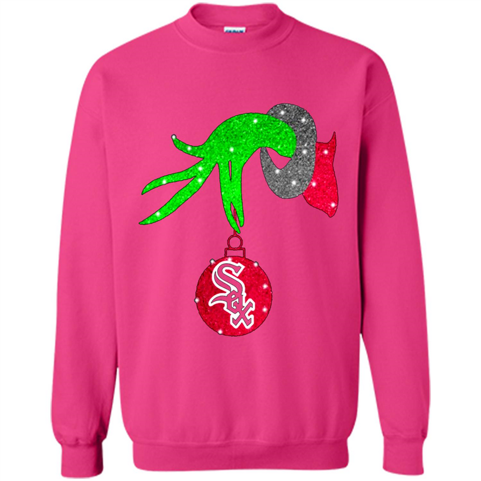 GRINCH HAND HOLDING CHICAGO WHITE SOX GLITTER CHRISTMAS PINGPONG