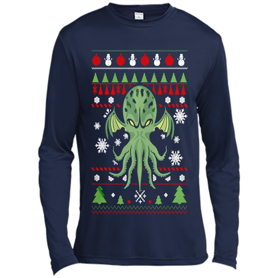 Octopus Ugly Sweater Christmas - Canvas Long Sleeve T-Shirt
