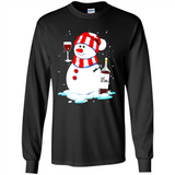 Cute Snowman drink Red Wine Christmas T-Shirt - Long Sleeve T-Shirt