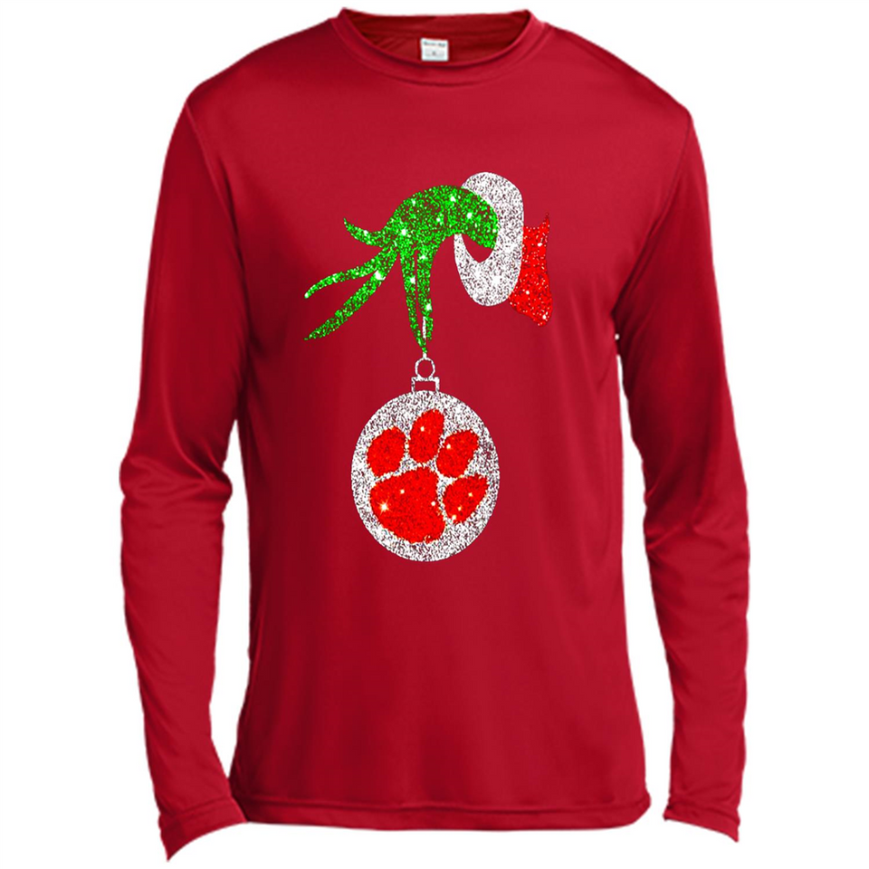 Amazing tee Clemson Tigers Glitter Grinch Monogram Ornament Christmas Gift - Canvas Long Sleeve T-Shirt