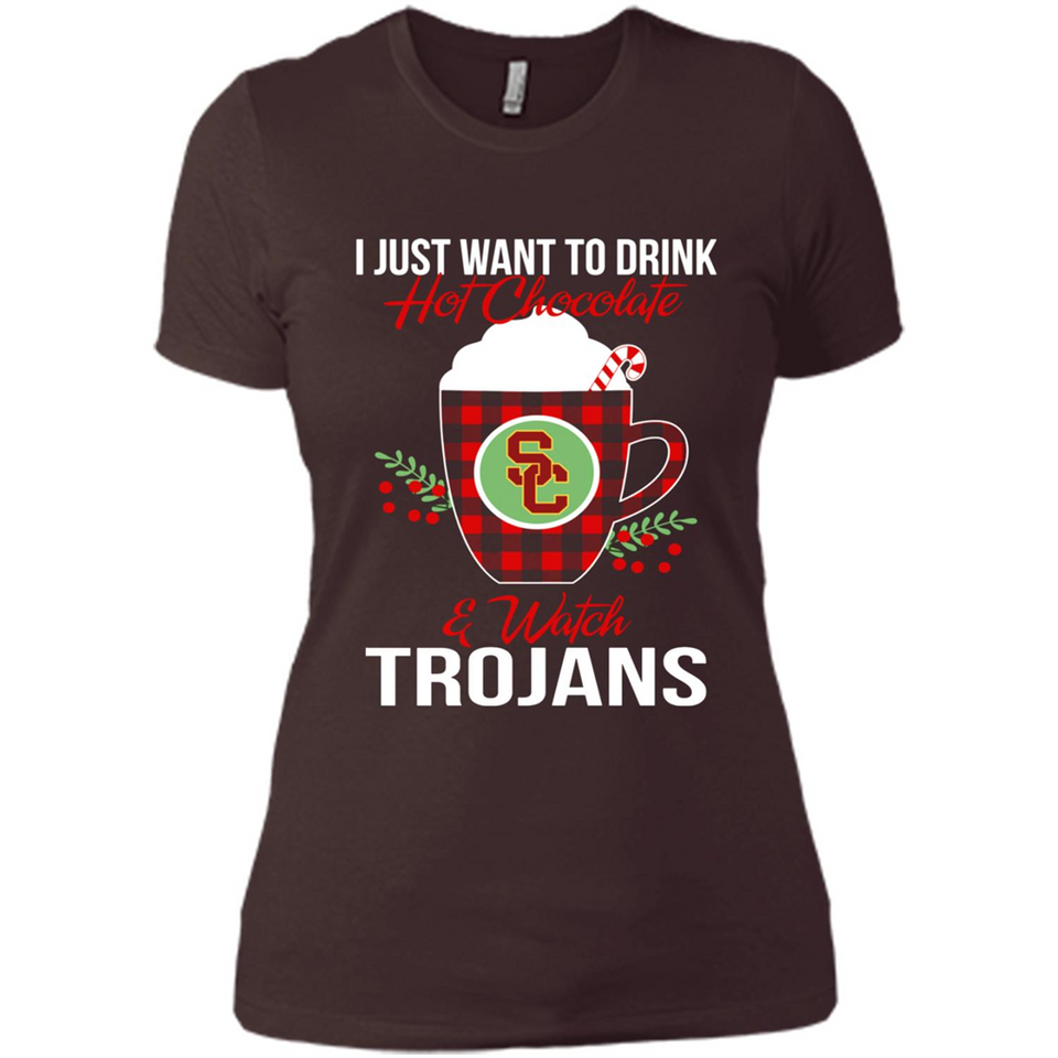 I Just Want To Drink Hot Chocolate & Watch USC Trojans Ugly Christmas Sweater PINGPONG