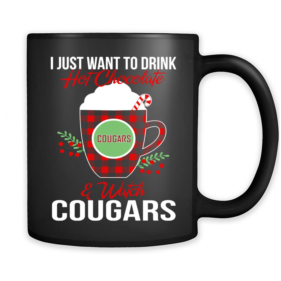 I Just Want To Drink Hot Chocolate & Watch Washington State Cougars Ugly Christmas Sweater PINGPONG