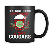 I Just Want To Drink Hot Chocolate & Watch Washington State Cougars Ugly Christmas Sweater PINGPONG