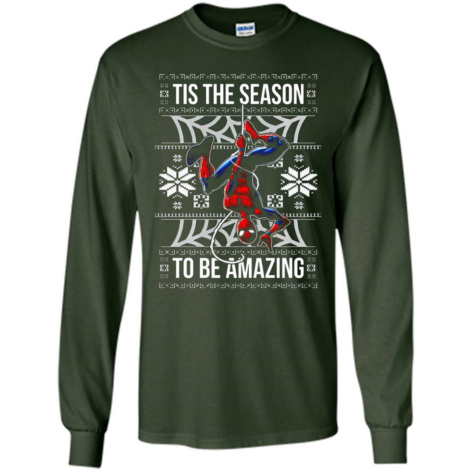 Marvel Spider Man Tis The Season To Be Amazing Ugly Christmas Mug PINGPONG - Long Sleeve T-Shirt