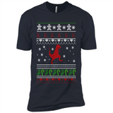Dinosaur and Santa Ugly Christmas Sweater - Premium Short Sleeve T-Shirt