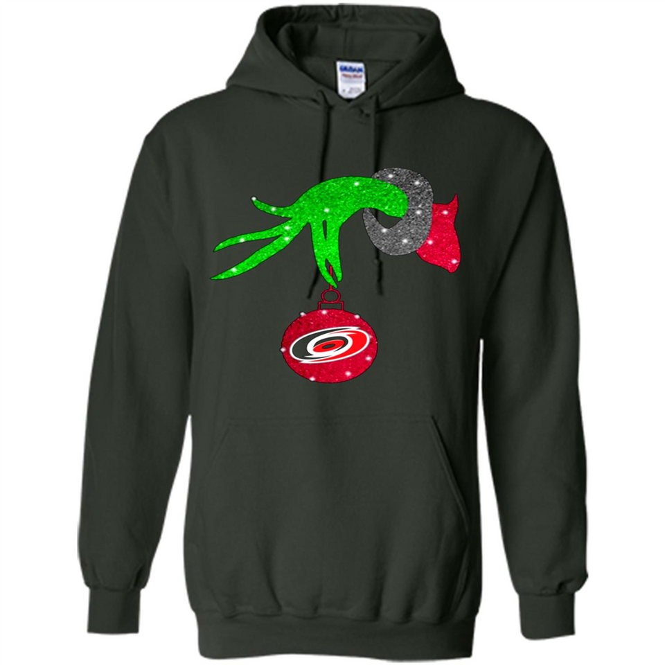GRINCH HAND HOLDING CAROLINA HURRICANES GLITTER CHRISTMAS PINGPONG