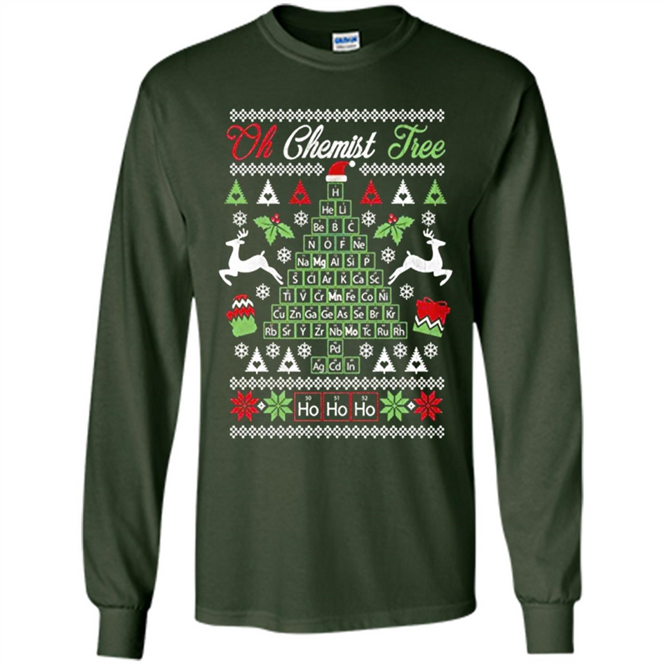 Chemist Tree Shirt Oh Chemistry Tree Ugly Christmas - Long Sleeve T-Shirt