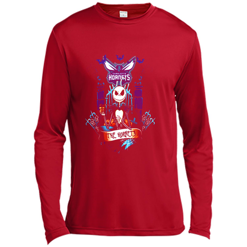 Charlotte Hornets Halloween The Nightmare Before Christmas - Canvas Long Sleeve T-Shirt