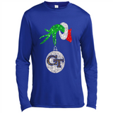 Fantastic Georgia Tech Yellow Jackets Glitter Grinch Monogram Ornament Christmas - Canvas Long Sleeve T-Shirt