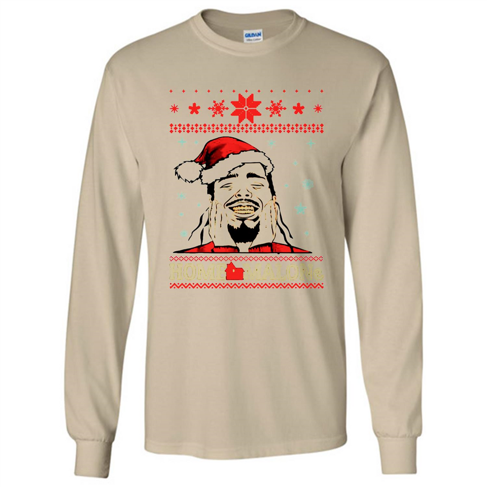 Home Malone Christmas Sweater PINGPONG - Long Sleeve T-Shirt