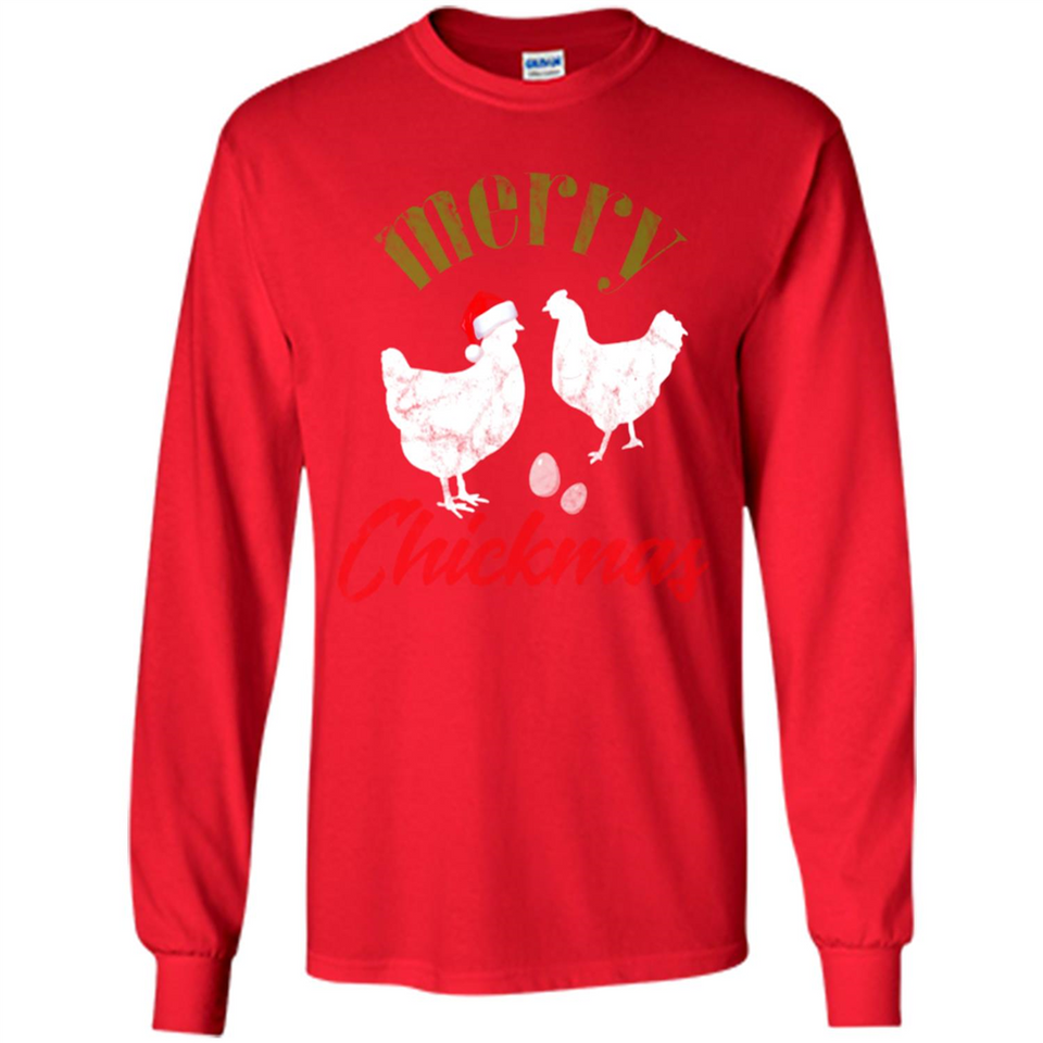 Christmas Chicken Shirt Santa Hens Lover Funny Farmer Gift - Long Sleeve T-Shirt