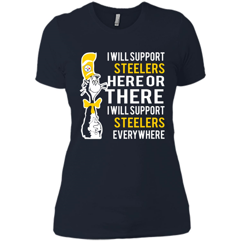 Shirt For Dr Seuss Cat And Pittsburgh Steelers Fans - Ladies' Boyfriend T-Shirt