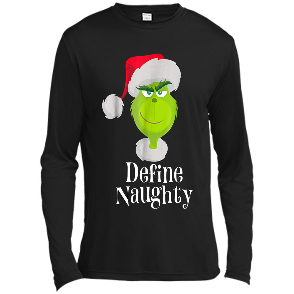 Santa Grinch Define Naughty Christmas Sweatshirt - Canvas Long Sleeve T-Shirt