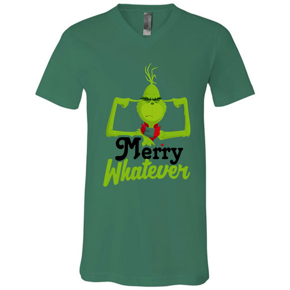 Grinch Merry Whatever Funny Christmas Sporty - Canvas Unisex V-Neck