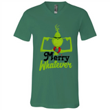 Grinch Merry Whatever Funny Christmas Sporty - Canvas Unisex V-Neck