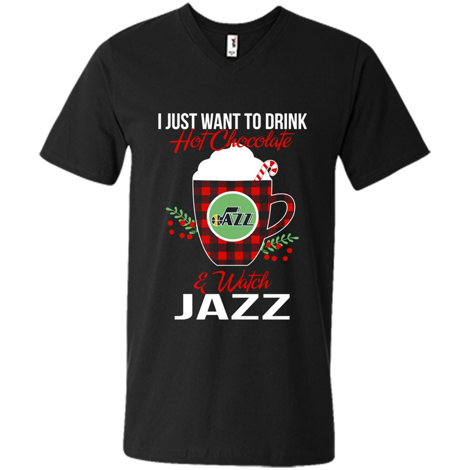 I Just Want To Drink Hot Chocolate & Watch Utah Jazz Ugly Christmas Sweater PINGPONG