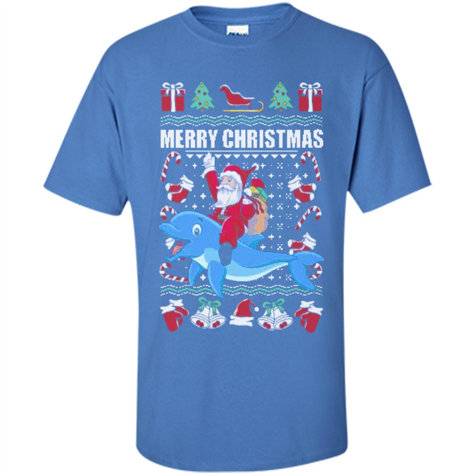 Ugly Christmas Santa Riding Dolphin - Shirt