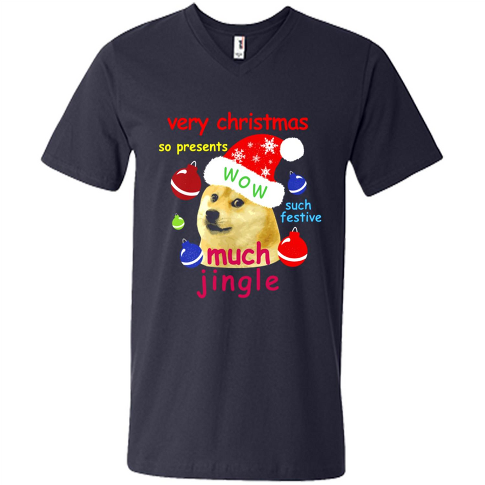 Christmas Doge Meme Shirts Funny Santa Shiba Inu Dog - Men's V-Neck