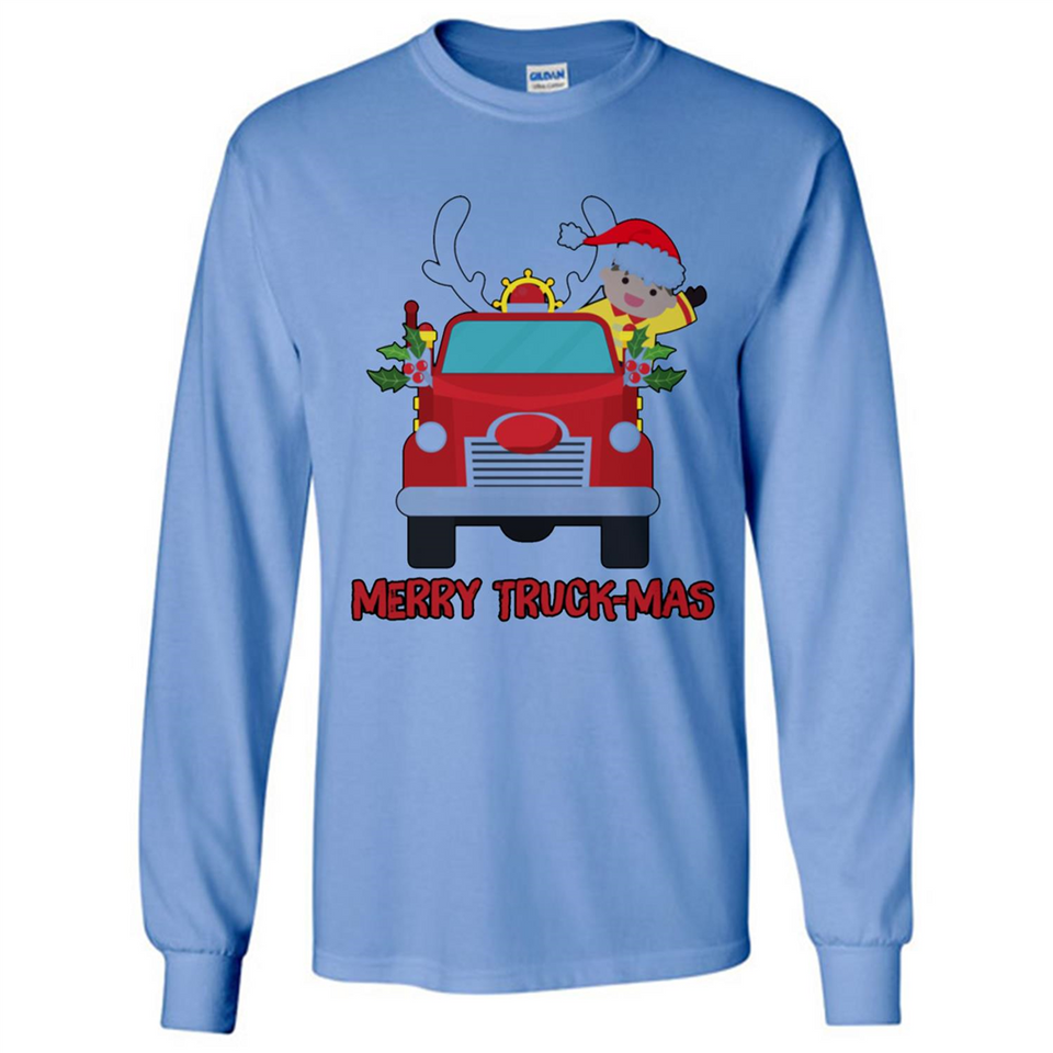 Merry Truck-Mas Christmas Fire Truck Cute Reindeer Sporty - Long Sleeve T-Shirt