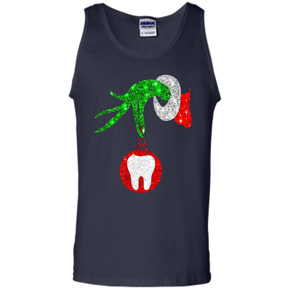 Christmas Nurse Grinch hand holding clinic dental ornament - Tank Top