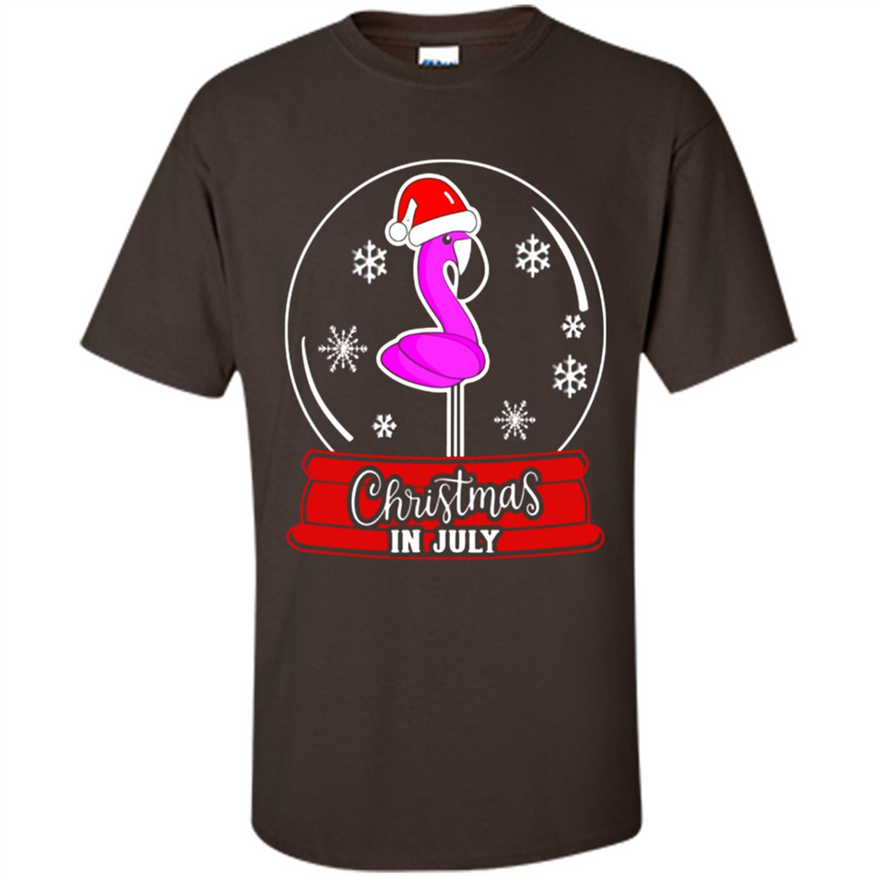 Christmas In July Flamingo Snow Globe Santa Hat - Shirt