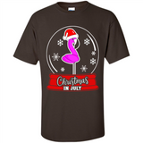 Christmas In July Flamingo Snow Globe Santa Hat - Shirt