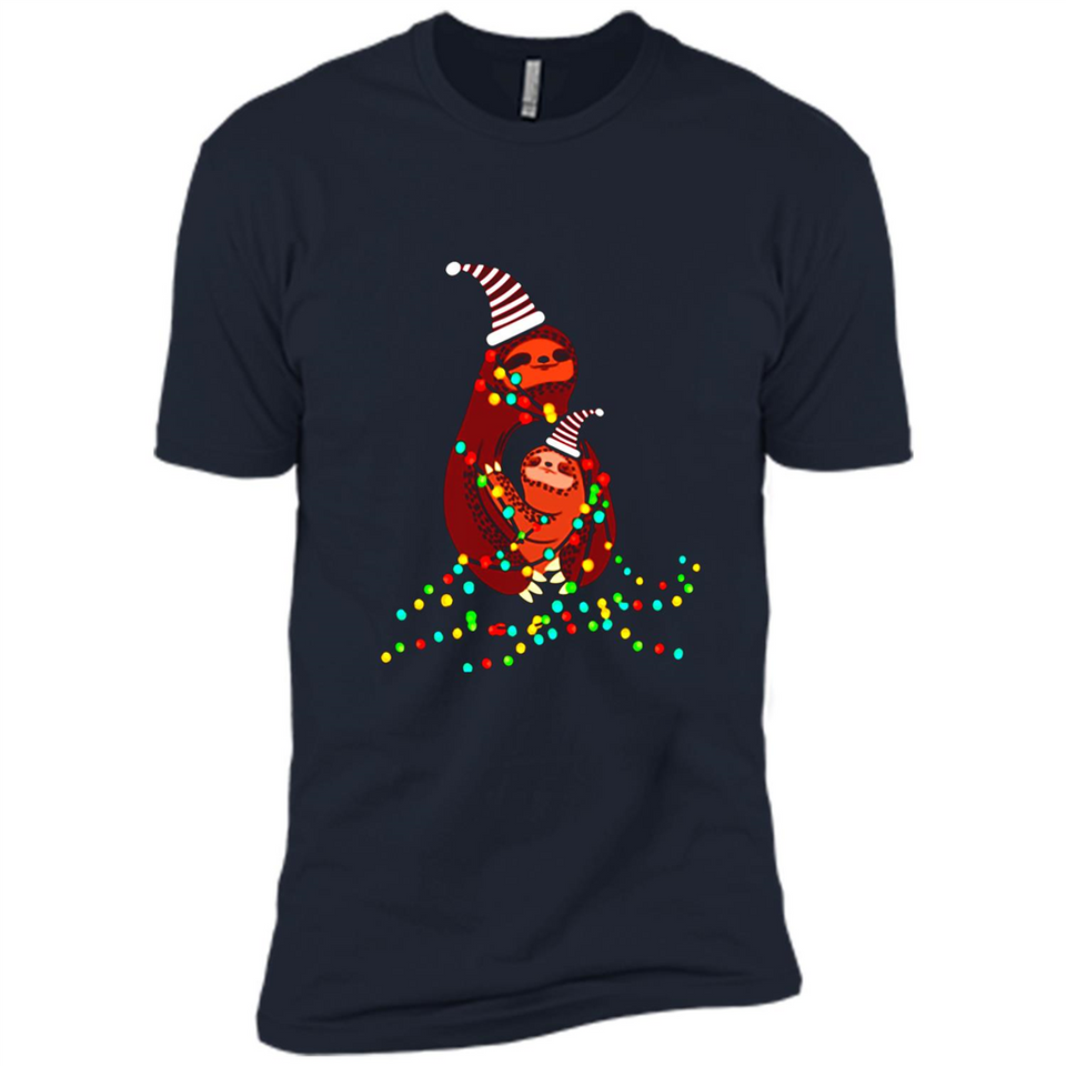 Christmas Lights Sloth Long Sleeve Santa Sloth - Premium Short Sleeve T-Shirt