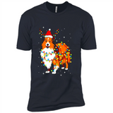 Christmas Lights Shetland Sheepdog Wearing Santa Hat Funny Xmas Mug - Premium Short Sleeve T-Shirt