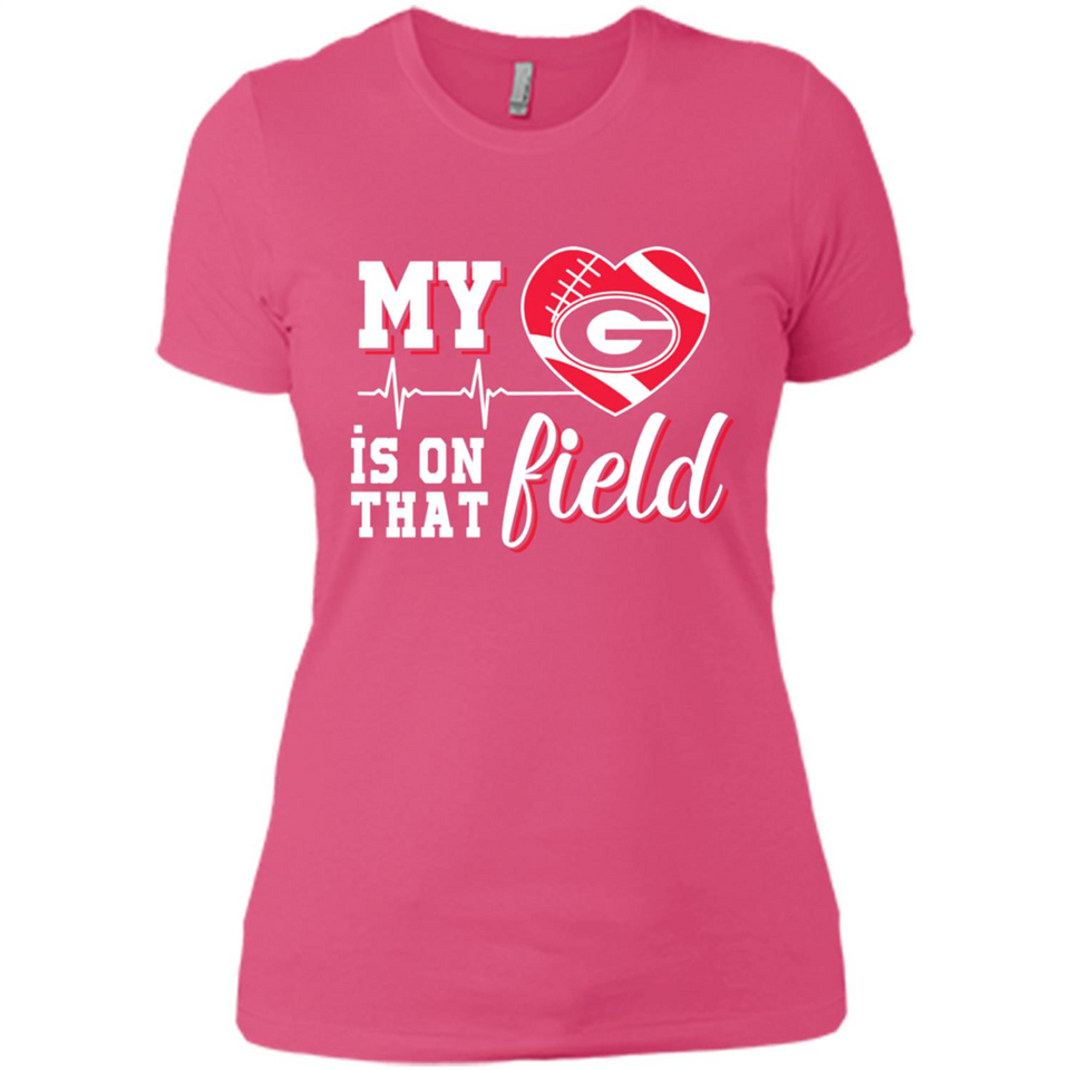 Georgia Bulldogs Football My Heart is on that Field - Ladies' Boyfriend T-Shirt