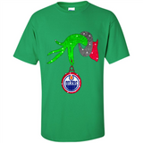 GRINCH HAND HOLDING EDMONTON OILERS GLITTER CHRISTMAS PINGPONG