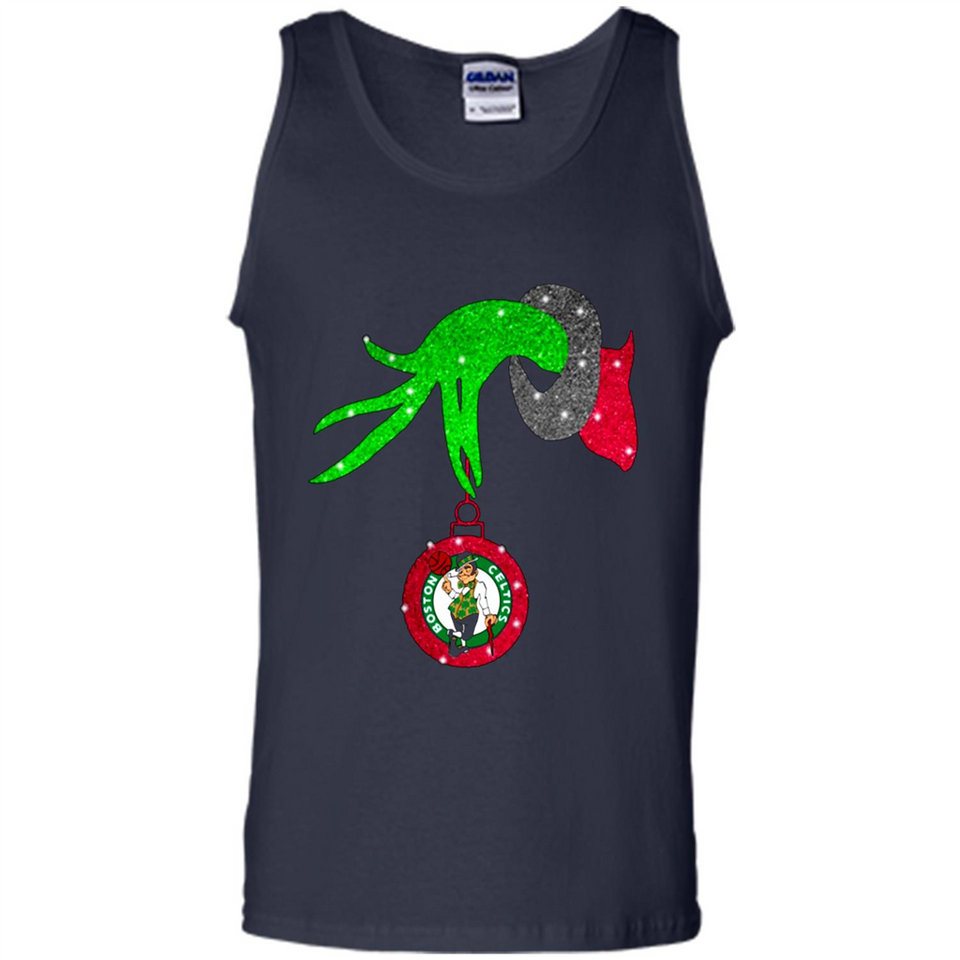 GRINCH HAND HOLDING BOSTON CELTICS NBA GLITTER CHRISTMAS PINGPONG
