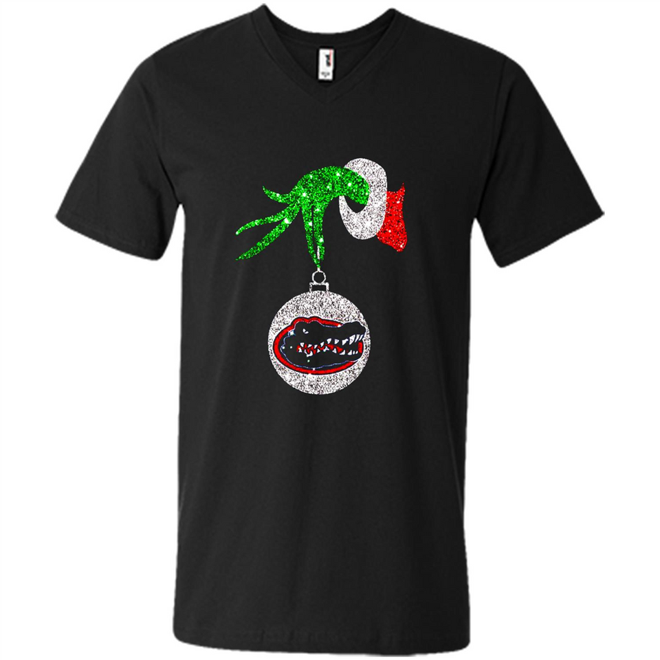 Funny Florida Gators Glitter Grinch Monogram Ornament Christmas Gift - Men's V-Neck
