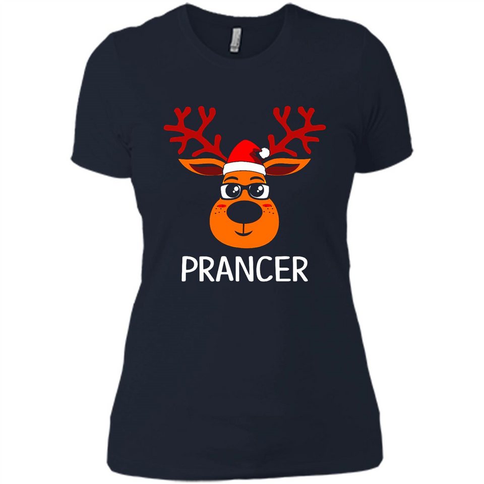 Prancer Reindeer Santa Claus Funny Xmas Holiday T-Shirt - Ladies' Boyfriend T-Shirt
