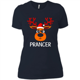 Prancer Reindeer Santa Claus Funny Xmas Holiday T-Shirt - Ladies' Boyfriend T-Shirt