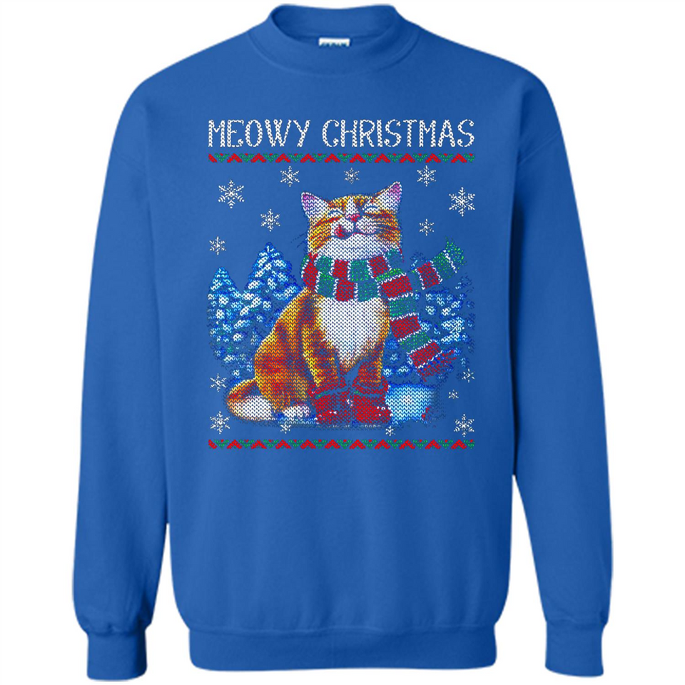 Christmas Ugly Sweater Cat With Christmas Meowy Chritstmas - Sweatshirt