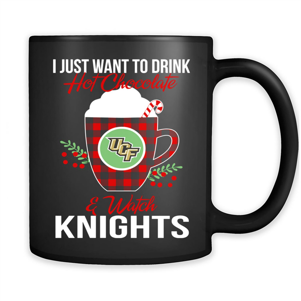 I Just Want To Drink Hot Chocolate & Watch UCF Knights Ugly Christmas Sweater PINGPONG