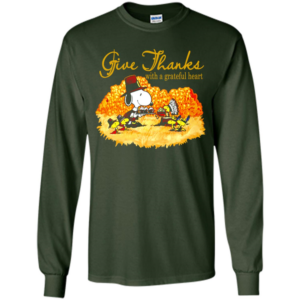 Snoopy Thanksgiving Give Thanks With A Grateful Heart - Long Sleeve T-Shirt