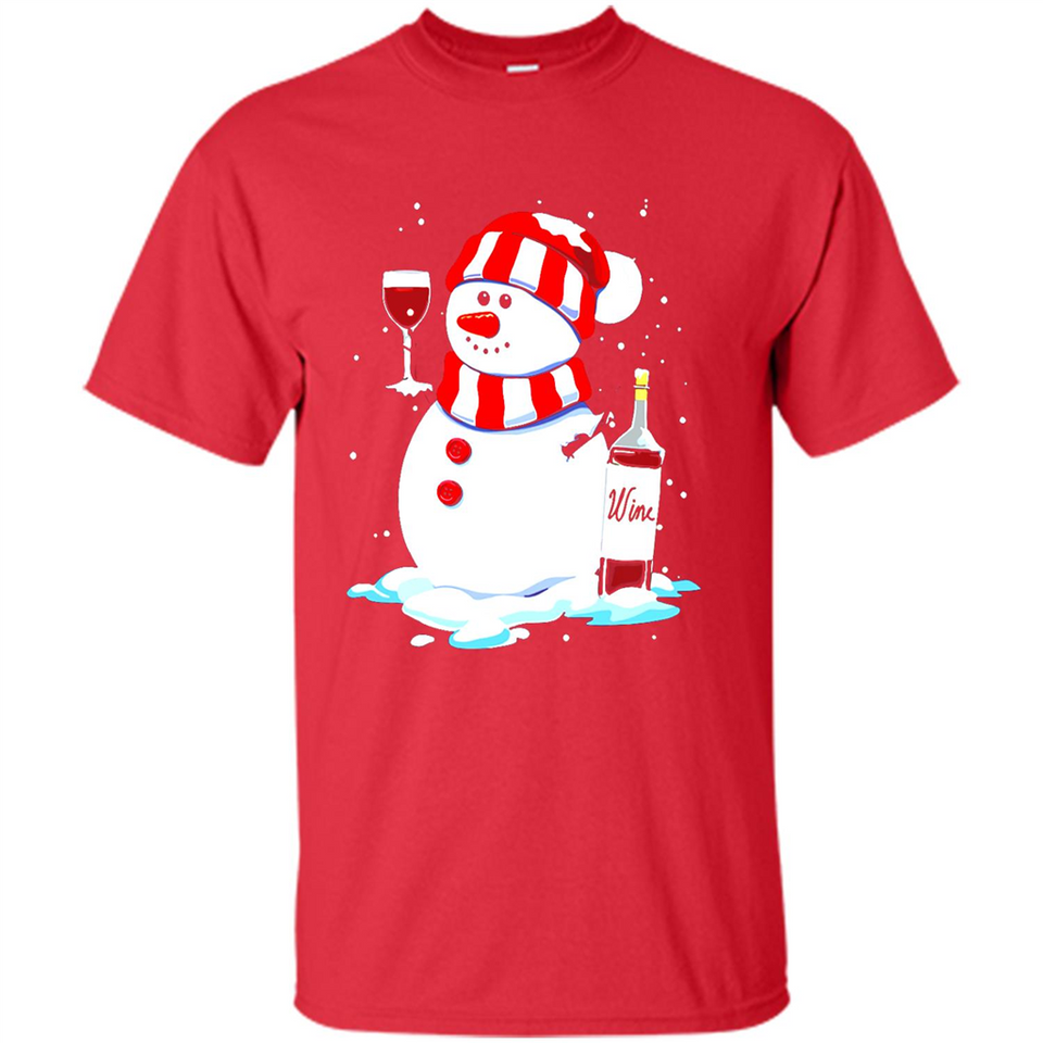 Cute Snowman drink Red Wine Christmas T-Shirt - Shirt