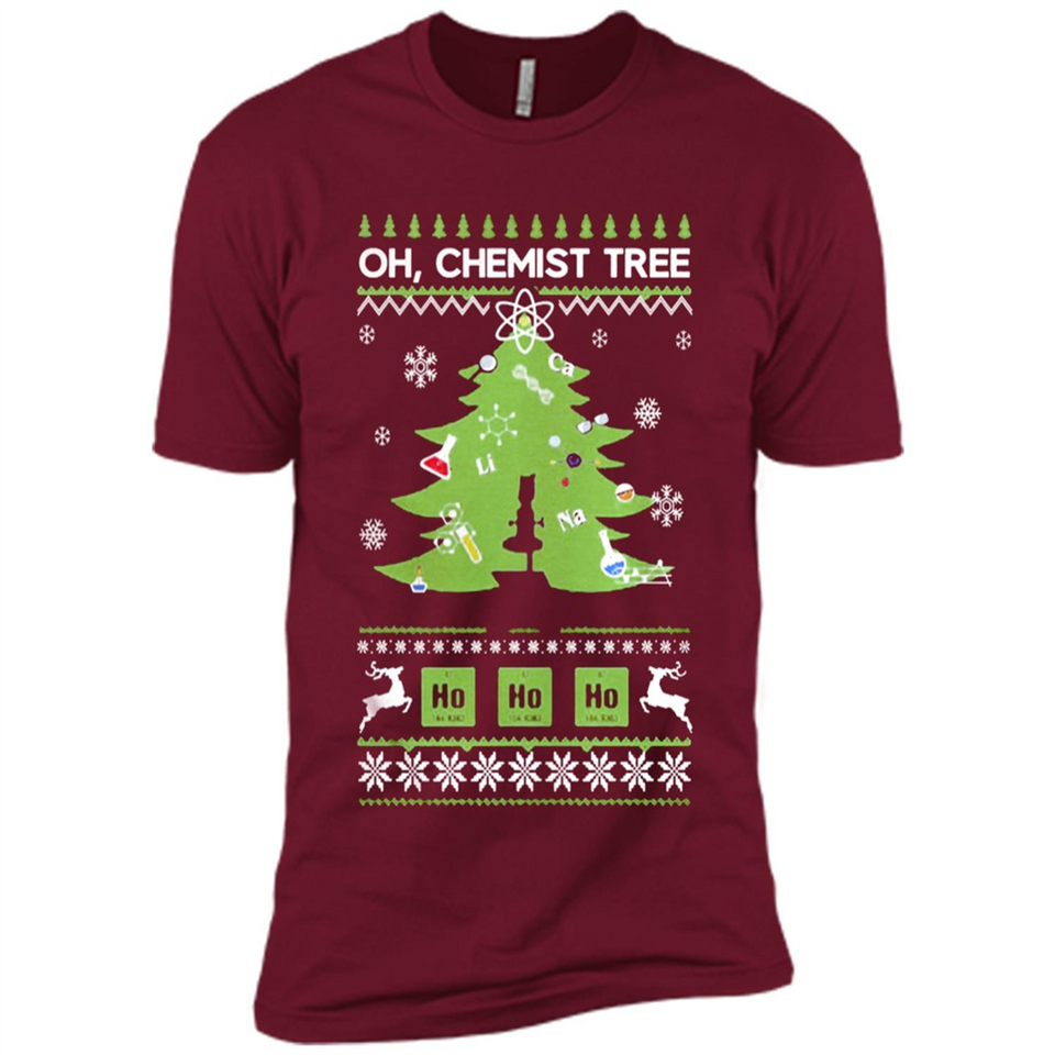 Oh Chemist Tree Ugly Christmas Sweater - Premium Short Sleeve T-Shirt