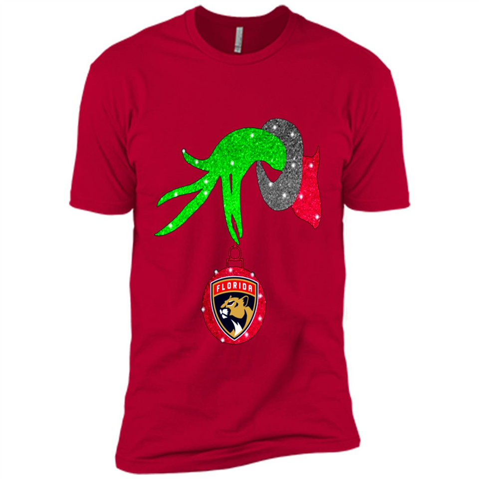 GRINCH HAND HOLDING FLORIDA PANTHERS GLITTER CHRISTMAS PINGPONG