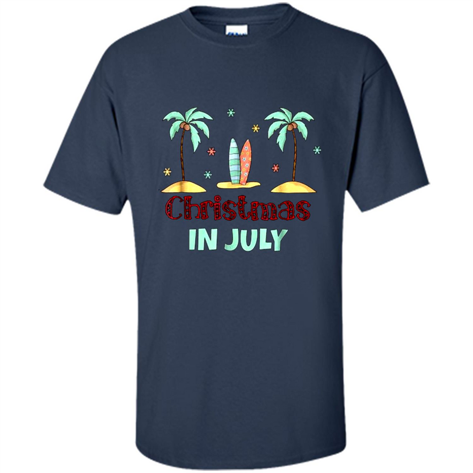 Christmas In July Shirt Surfing Palm Trees Surfboard - Shirt