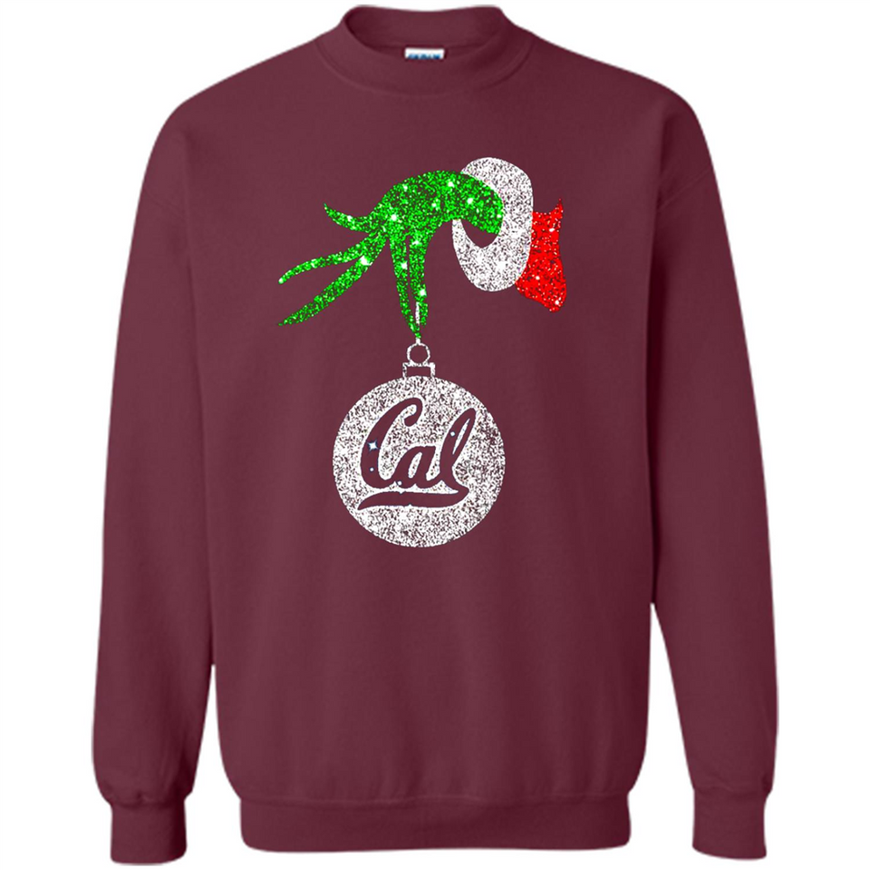 Amazing California Golden Bears Glitter Grinch Monogram Ornament Christmas Gift - Sweatshirt