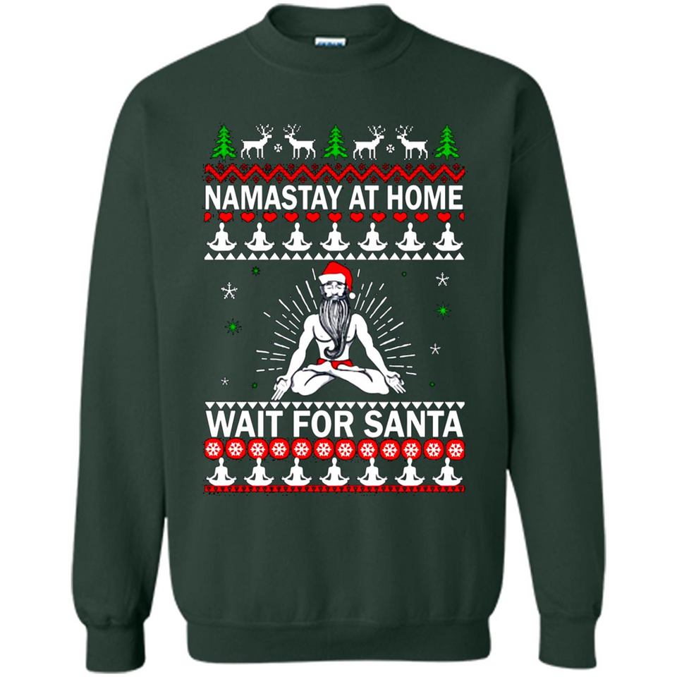 Namastay at home and wait for Santa Christmas sweatshirt PINGPONG