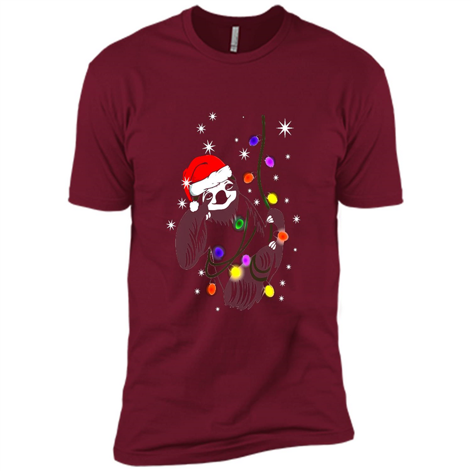 Cute Christmas Choloepus Sloth Santa Led Light Mug - Premium Short Sleeve T-Shirt