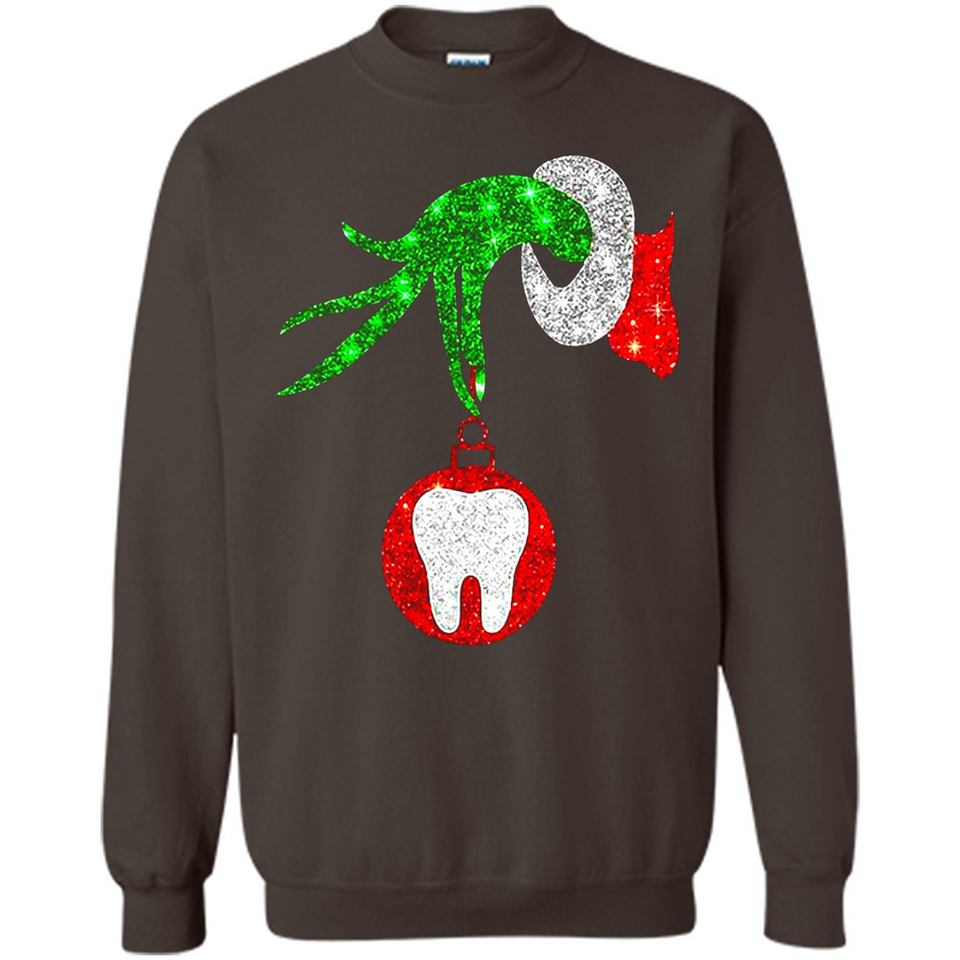 Christmas Nurse Grinch hand holding clinic dental ornament - Sweatshirt