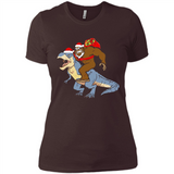Bigfoot Riding Dinosaurus T-Shirt Funny Bigfoot Santa - Ladies' Boyfriend T-Shirt