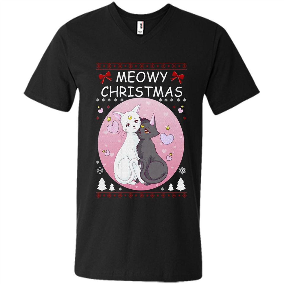 Sailor Moon Yin Yang Cat Love Ugly Christmas Sweater - Men's V-Neck