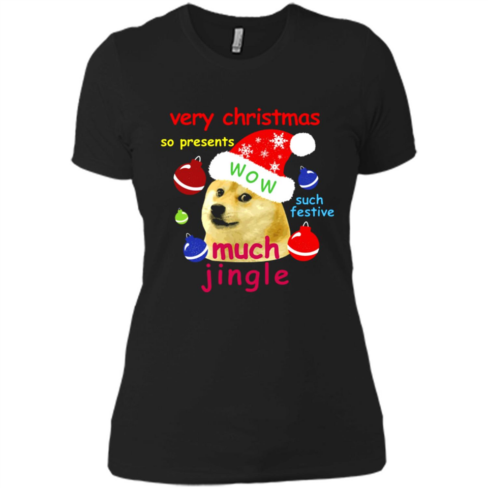 Christmas Doge Meme Shirts Funny Santa Shiba Inu Dog - Ladies' Boyfriend T-Shirt