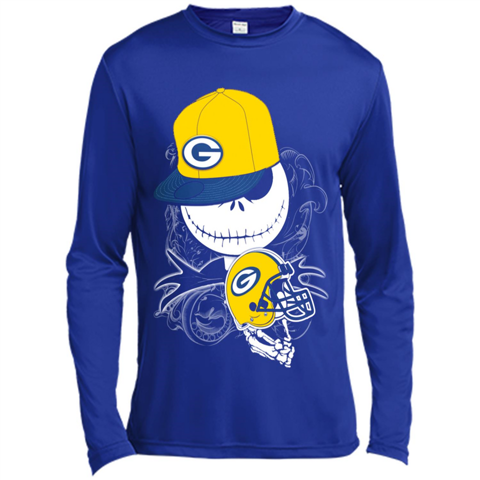 Jack Skellington The Nightmare Before Christmas-Packers Football - Canvas Long Sleeve T-Shirt